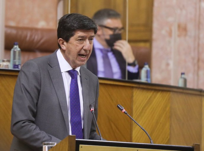 El vicepresidente de la Junta de Andalucía, Juan Marín, en el Pleno del Parlamento.