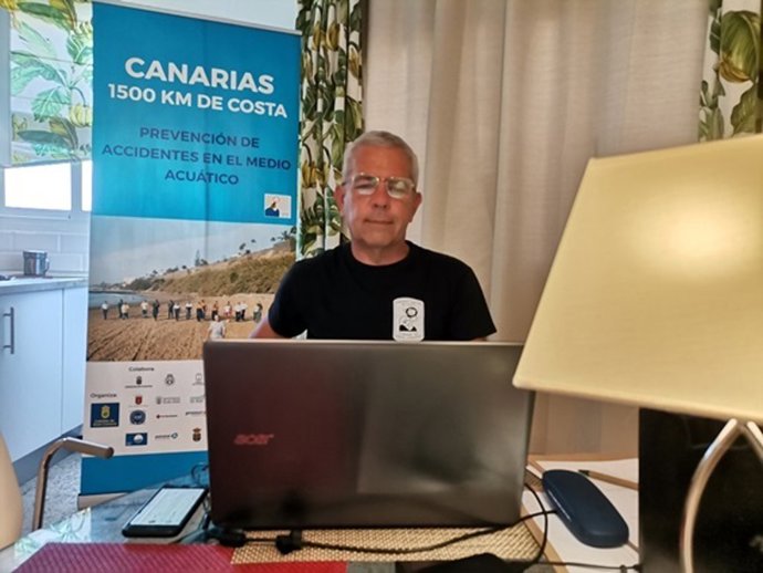 Sebastián Quintana durante la videoconferencia con la Escuela Europea de Alicante