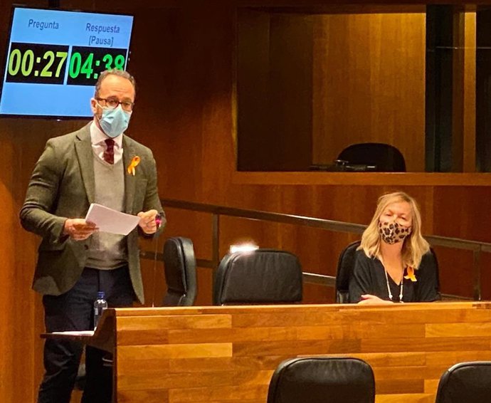 Archivo - Los diputados de Vox en la Junta General del Principado, Ignacio Blanco y Sara Álvarez Rouco.