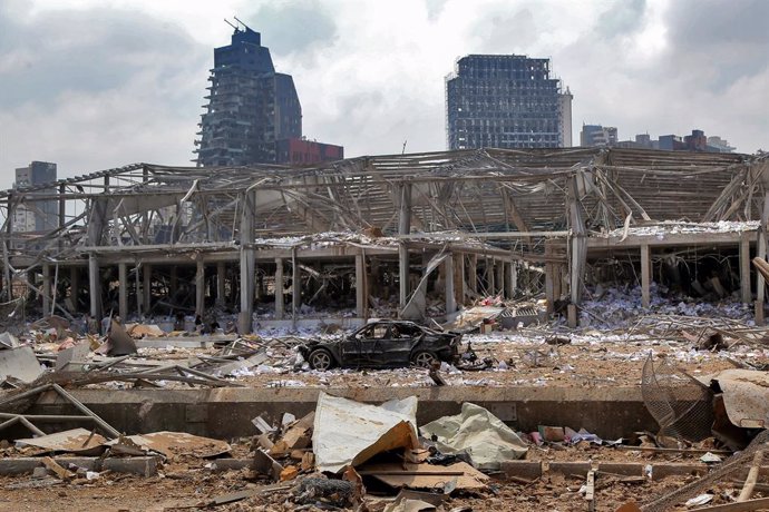 Archivo - Daños causados por las explosiones en el puerto de la capital de Líbano, Beirut