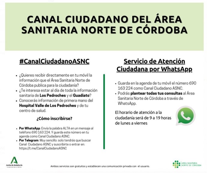 Información del Canal Ciudadano del Área Sanitaria Norte.