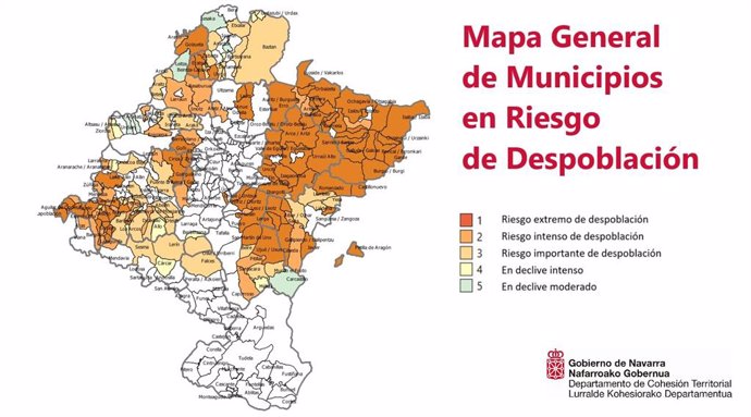 Mapa General de Municipios en Riesgo de Despoblación.