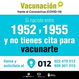 Campaña de vacunación frente al Covid-19 en Canarias para los nacidos entre 1952 y 1955