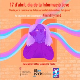 Cartel difundido por la Conselleria de Asuntos Sociales y Deportes con motivo del Día Europeo de la Información Juvenil.