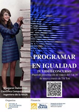 Cartel del vídeo-concurso 'Programar en Igualdad' para estudiantes de Secundaria