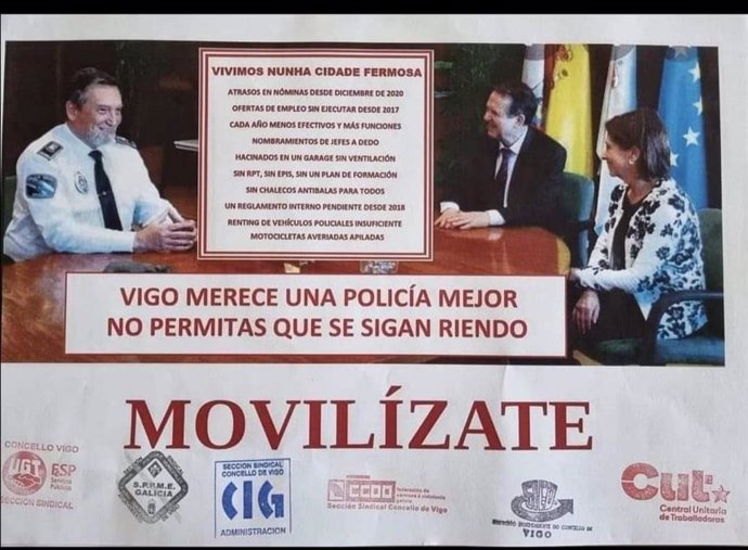 Cartel de protesta del comité de personal del Ayuntamiento de Vigo para denunciar las políticas municipales en esta área.