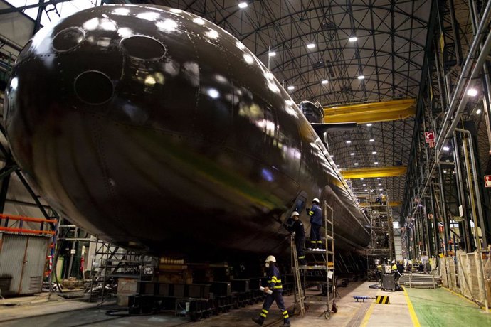 Imagen del submarino S-81 en las instalaciones de Navantia en Cartagena