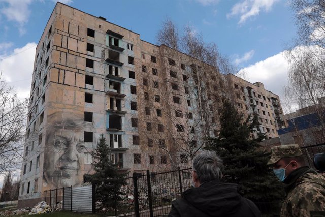 Mural en un edificio de Donetsk