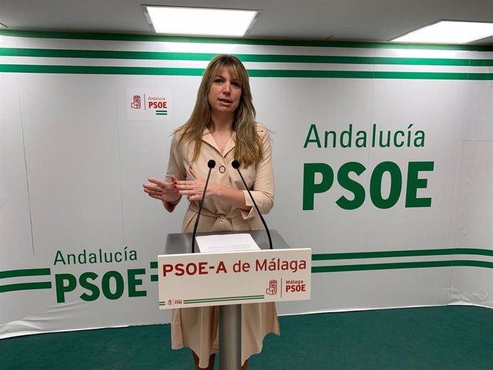 La senadora del PSOE, Estefanía Rodríguez Palop, este sábado en rueda de prensa.