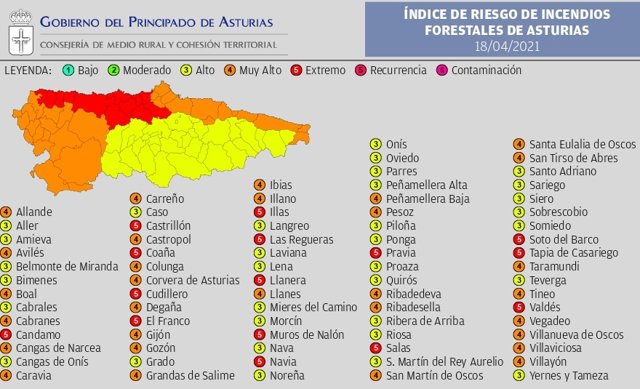 Riesgo de incendios para este domingo, 18 de abril
