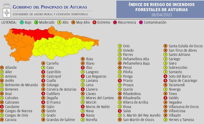 Riesgo de incendios para este domingo, 18 de abril