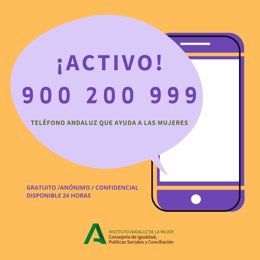 Archivo - Gráfico con el teléfono del IAM (Instituto Andaluz de la Mujer).