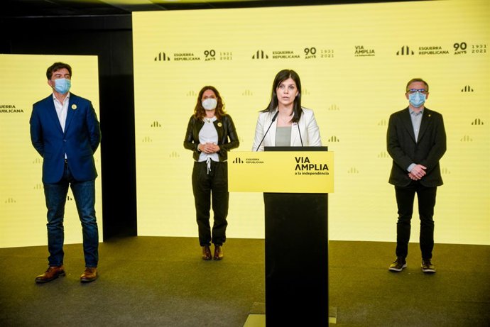 Arxiu - Sergi Sabri, Laura Vilagr, Marta Vilalta i Josep Maria Jové (ERC) en una roda de premsa telemtica.