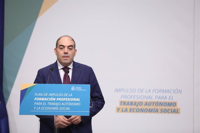 Archivo - El presidente de ATA, Lorenzo Amor, durante la presentación del Plan de Impulso de la Formación Profesional para el Trabajo Autónomo y la Economía Social, en la sede del Ministerio, en Madrid (España), a 18 de noviembre de 2020.