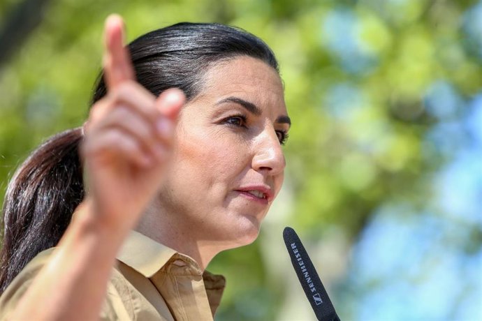 La candidata de Vox a la Presidencia de la Comunidad de Madrid, Rocío Monasterio, durante un acto en Boadilla del Monte.