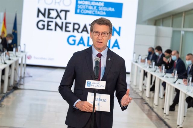 Alberto Núñez Feijóo en acto de la Xunta sobre fondos Next Generation