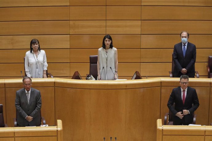 Archivo - (I-D) El Secretario primero del Senado, Francisco Manuel Fajardo; la Vicepresidenta primera del Senado, Cristina Narbona; la presidenta del Senado, Pilar Llop; el secretario segundo del Senado, Imanol Landa; y el vicepresidente segundo de la C