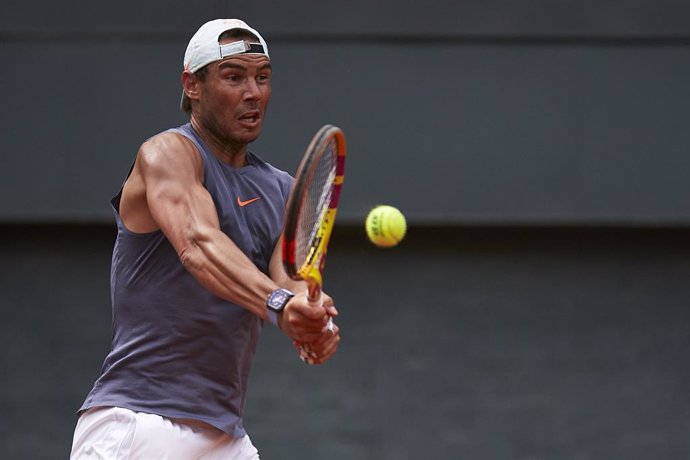 El tenista español Rafa Nadal, en un entrenamiento durante el Barcelona Open Banc Sabadell-68 Trofeo Conde de Godó