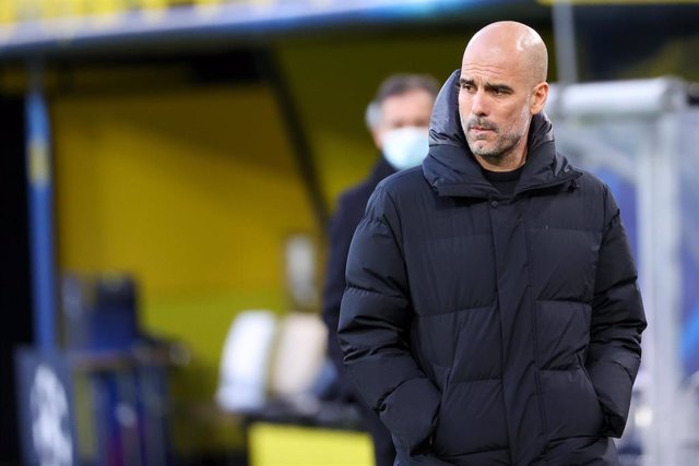 Coach Pep Guardiola of Manchester City during the UEFA Champions League, Quarter-Finals, 2nd leg football match between Borussia Dortmund and Manchester City on April 14, 2021 at Signal Iduna Park in Dortmund, Germany