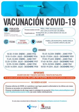 Cartel de vacunación en Béjar (Salamanca).