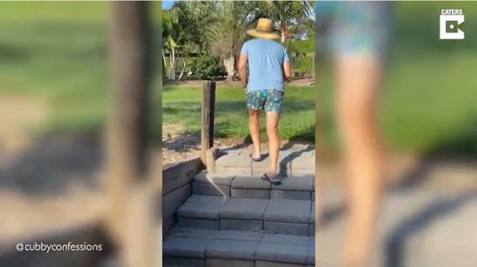 Un pájaro macho no entiende la buena fe de este hombre al querer alimentar a la hembra del nido y termina atacándolo