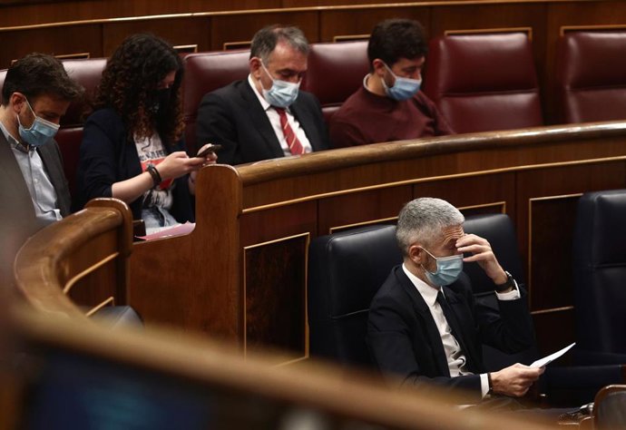 El ministro del Interior, Fernando Grande-Marlaska, en la sesión de control al Gobierno en el Congreso