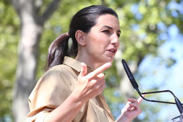 La candidata de Vox a la Presidencia de la Comunidad de Madrid, Rocío Monasterio, durante un acto previo a las elecciones en Boadilla del Monte.