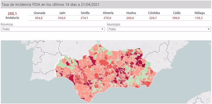 Incidencia del covid en Andalucía este miércoles 21 de abril.