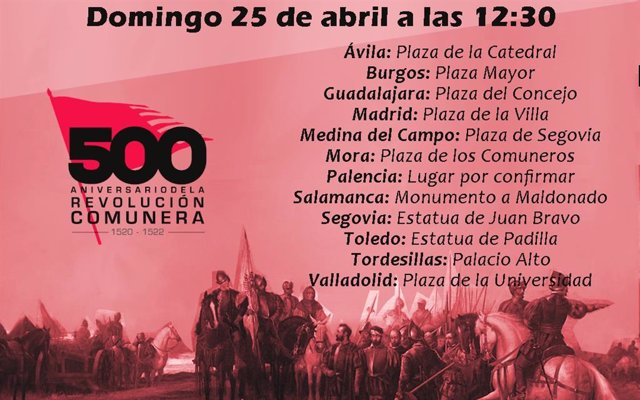 Actos convocados el día 25 por la Comisión Ciudadana del V Centenario de la Revolución Comunera.