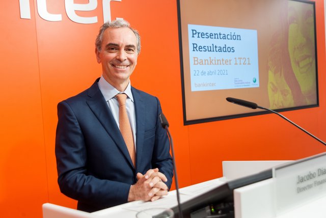 El director financiero de Bankinter, Jacobo Díaz, en la presentación de resultados del primer trimestre de 2021.