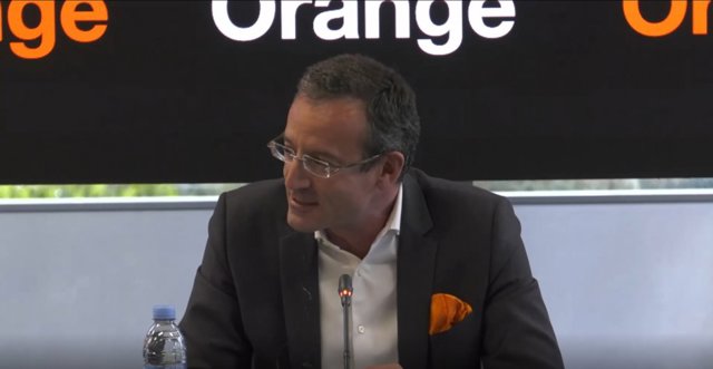 El consejero delegado de Orange España, Jean-François Fallacher, en la presentación de resultados del primer trimestre de 2021
