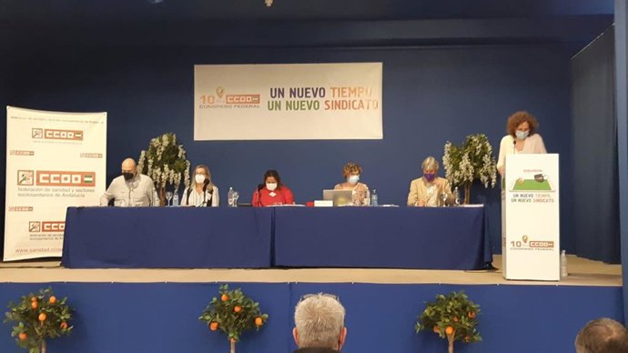 La secretaria general de CCOO de Andalucía, Nuria López, en un congreso