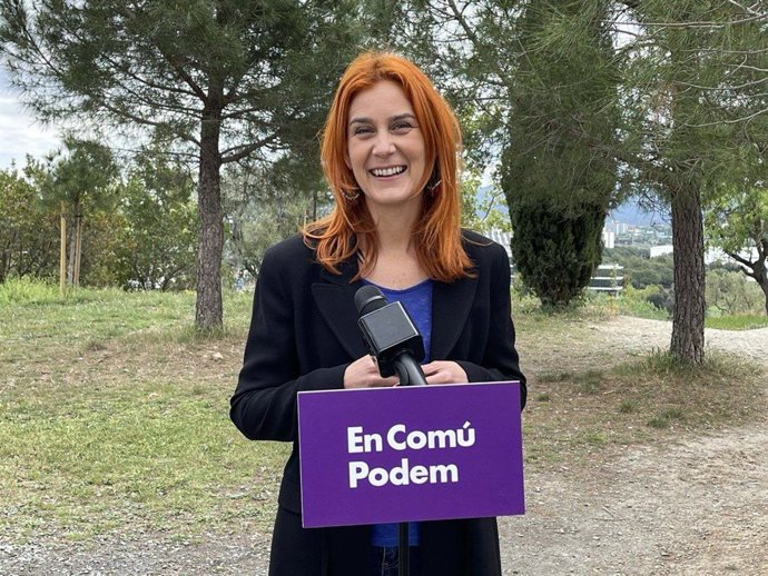La líder de los comuns en el Parlament, Jéssica Albiach, en declaraciones a los medios en Rubí