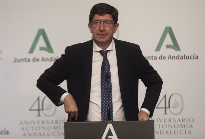 Imagen de archivo del vicepresidente de la Junta, Juan Marín, en rueda de prensa.