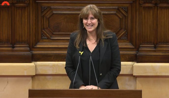 La presidenta del Parlament, Laura Borrs, en l'acte per Sant Jordi 'Lletres al Parlament'.