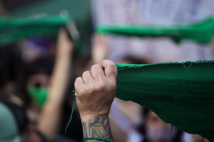 Marcha por el aborto libre en Argentina.