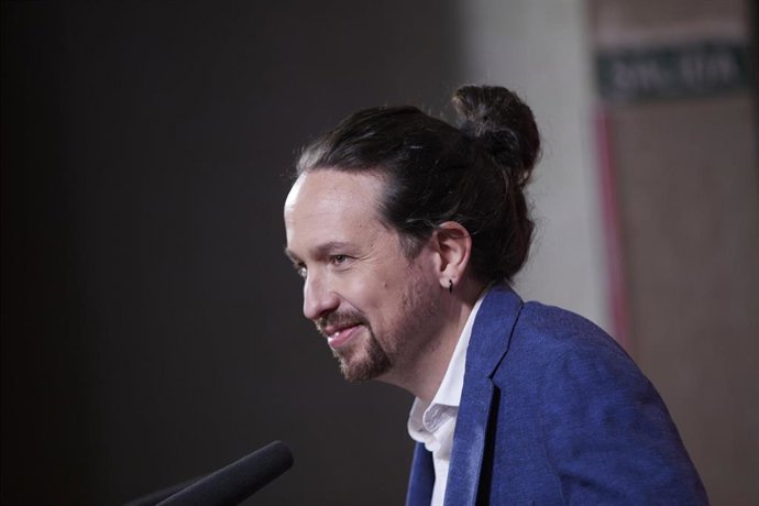 El candidato de Unidas Podemos a la Presidencia de la Comunidad de Madrid, Pablo Iglesias, interviene tras el primer debate electoral previo a los comicios a la Asamblea de Madrid, en Telemadrid, a 21 de abril de 2021, en Madrid 