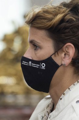 La presidenta del Gobierno de Navarra, María Chivite ofrece declaraciones a los medios después de su reunión con el ministro de Política Territorial y Función Pública, en el Ministerio de Política Territorial y Función Pública, a 20 de abril de 2021, en