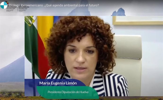 La presidenta de la Diputacion de Huelva, María Eugenia Limón, durante su intervención en la Cumbre Iberoamericana.