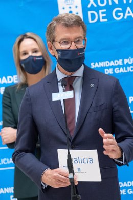 El presidente de la Xunta, Alberto Núñez Feijóo, en un acto en el hospital Meixoeiro de Vigo.