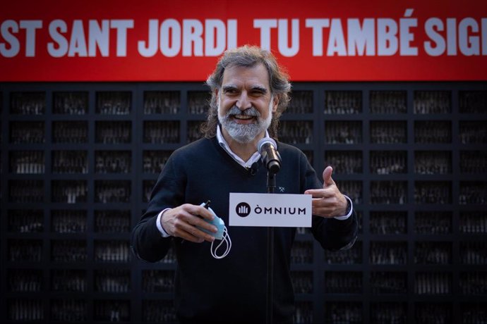 El presidente de mnium Cultural, Jordi Cuixart, en el acto de mnium por Sant Jordi