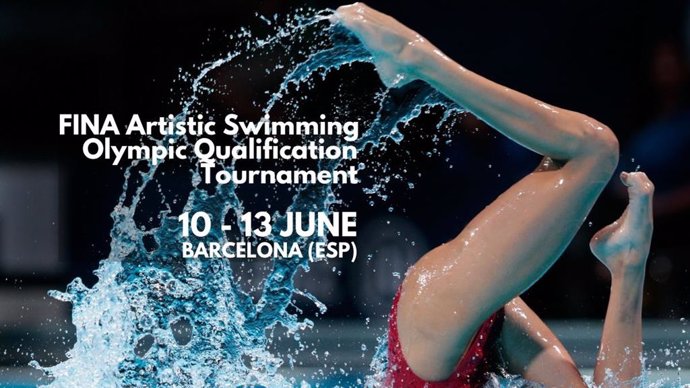 Cartel del torneo preolímpico de natación artística que acogerá Barcelona del 10 al 13 de junio, precio a los Juegos Olímpicos de Tokyo 2020