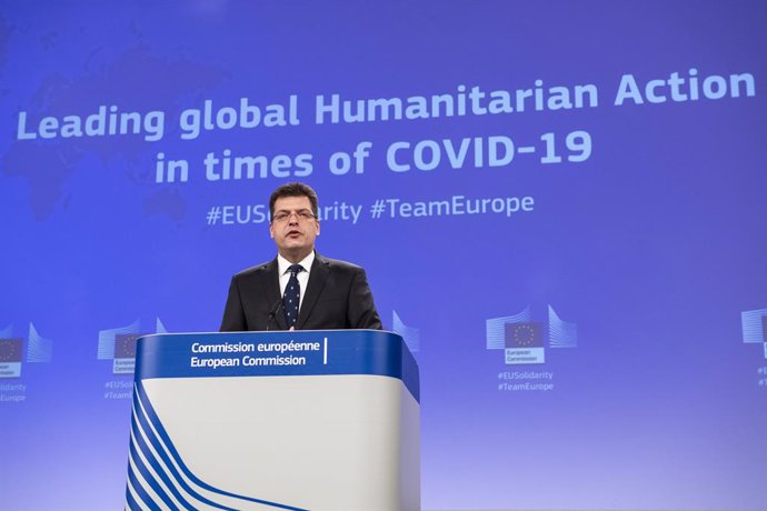 Archivo - HANDOUT - 10 March 2021, Belgium, Brussels: European Commissioner for Crisis Management Janez Lenarcic speaks during a press conference at the EU headquarters on the new outlook for the EU's humanitarian action in light of COVID-19. Photo: Luk