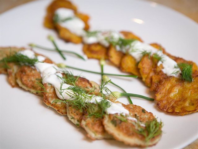 Potato and carrot latkes in Susan Shulman Pertnoy's kitchen as she showcases dishes for Rosh Hashanah on Wednesday, September 10, 2014 in North Palm Beach.