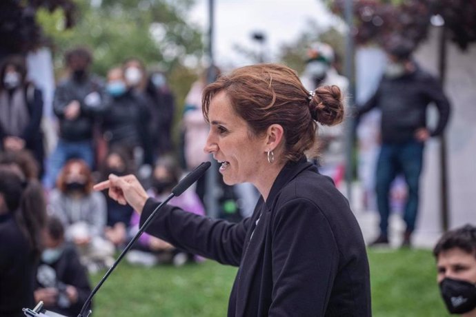 La candidata de Más Madrid a las elecciones autonómicas del 4 de mayo, Mónica García, en un acto en Leganés