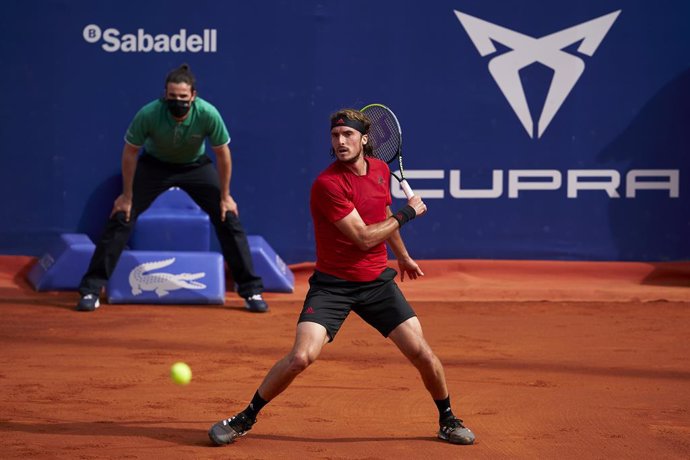 BARCELONA, SPAIN - APRIL 25: Stefanos Tsitsipas of Greece. ATP Barcelona Open Banc Sabadell at the Real Club de Tenis Barcelona on April 25, 2021 in Barcelona, Spain. (Photo by Manuel Queimadelos/Quality Sport Images)