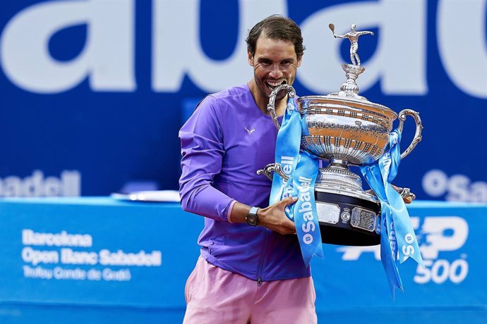 BARCELONA, SPAIN - APRIL 25:  Rafael Nadal of Spain ATP Barcelona Open Banc Sabadell at the Real Club de Tenis Barcelona on April 25, 2021 in Barcelona, Spain. (Photo by Pedro Salado/Quality Sport Images)