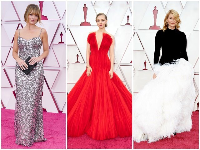 Margot Robbie, Amanda Seyfried y Laura  Dern, en la alfombra roja de los Oscar