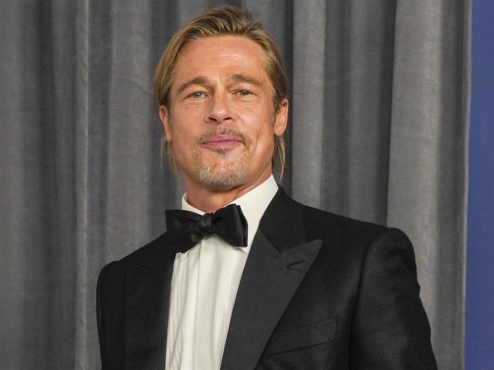 Brad Pitt poses in the press room at the Oscars on Sunday, April 25, 2021, at Union Station in Los Angeles. (Photo by Chris Pizzello-Pool/Getty Images)