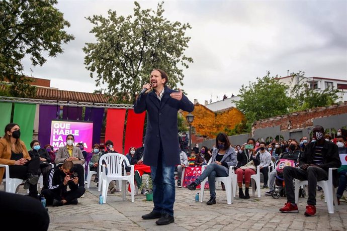 El candidato de Unidas Podemos a la Presidencia de la Comunidad, Pablo Iglesias